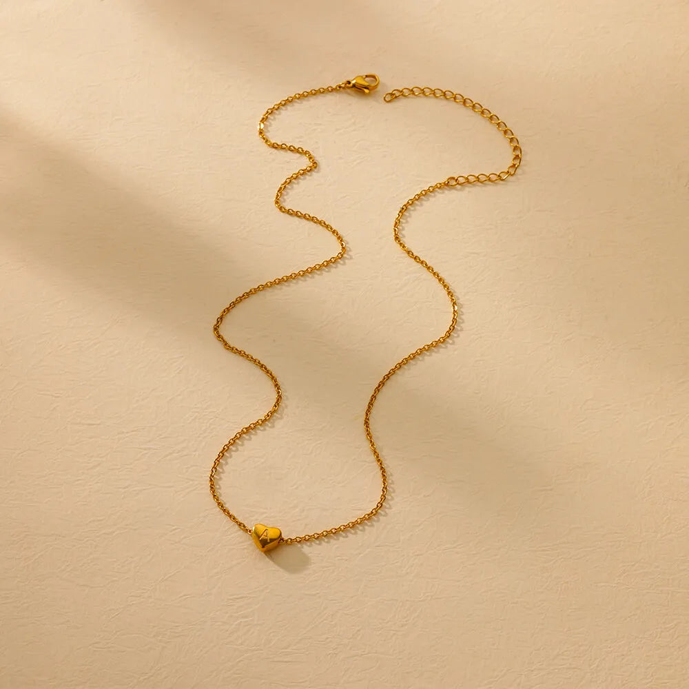 Gold Initial Heart Necklace | A-Z Letter Bridesmaid & Wedding Gift