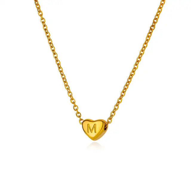 Gold Initial Heart Necklace | A-Z Letter Bridesmaid & Wedding Gift