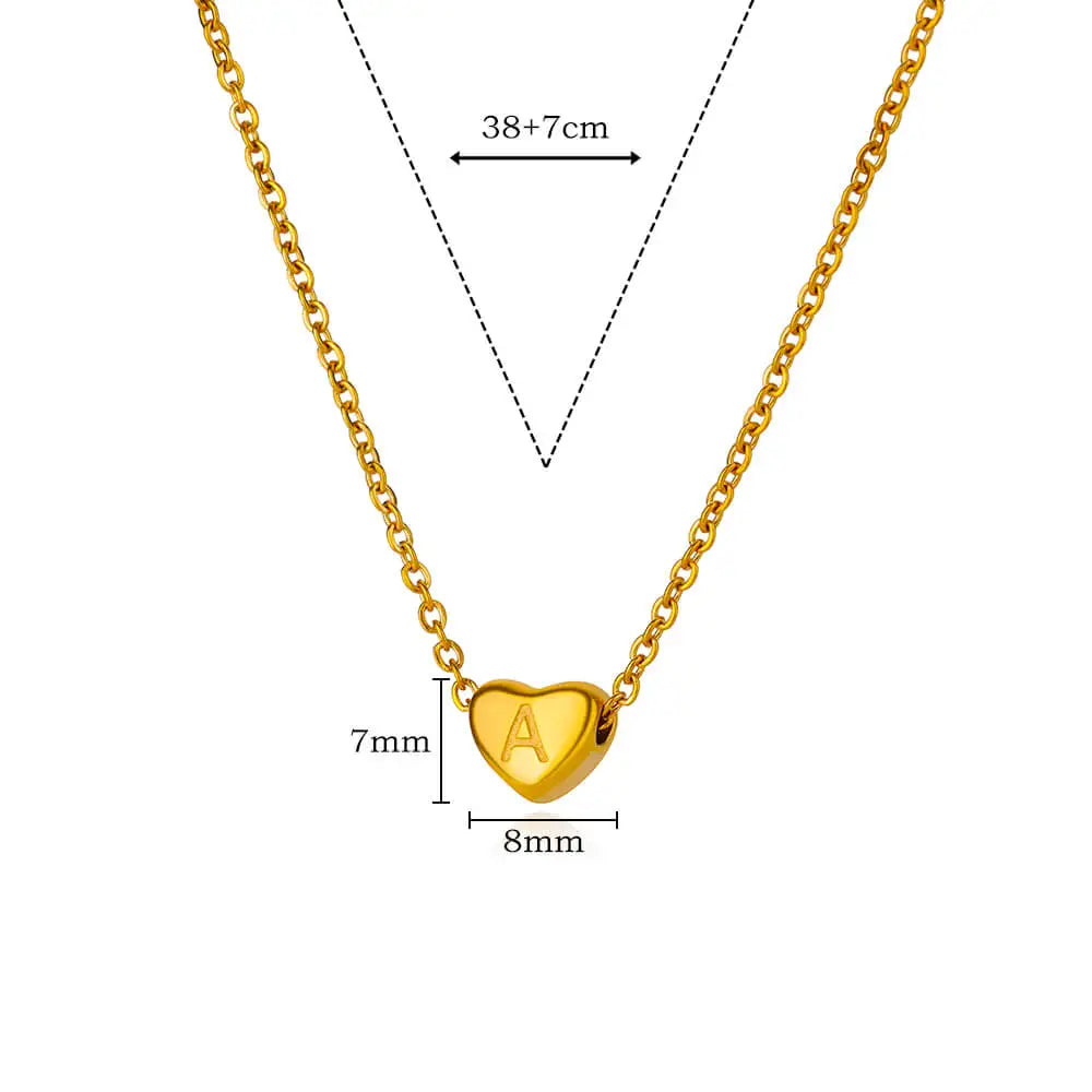 Gold Initial Heart Necklace | A-Z Letter Bridesmaid & Wedding Gift