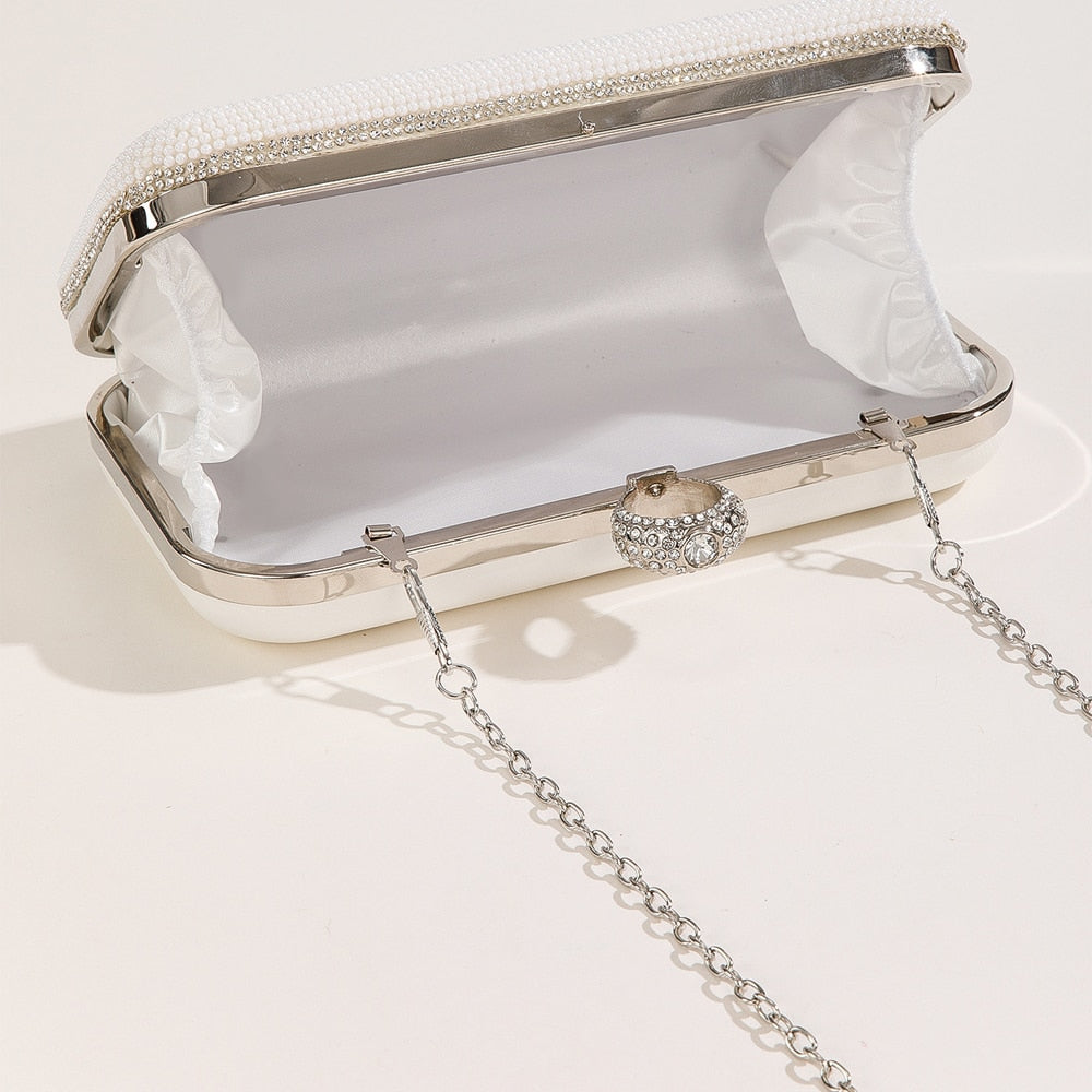"I Do" " MRS" "BRIDE" Pearl Beaded Bridal Purse | Wedding Shoulder Clutch Bag