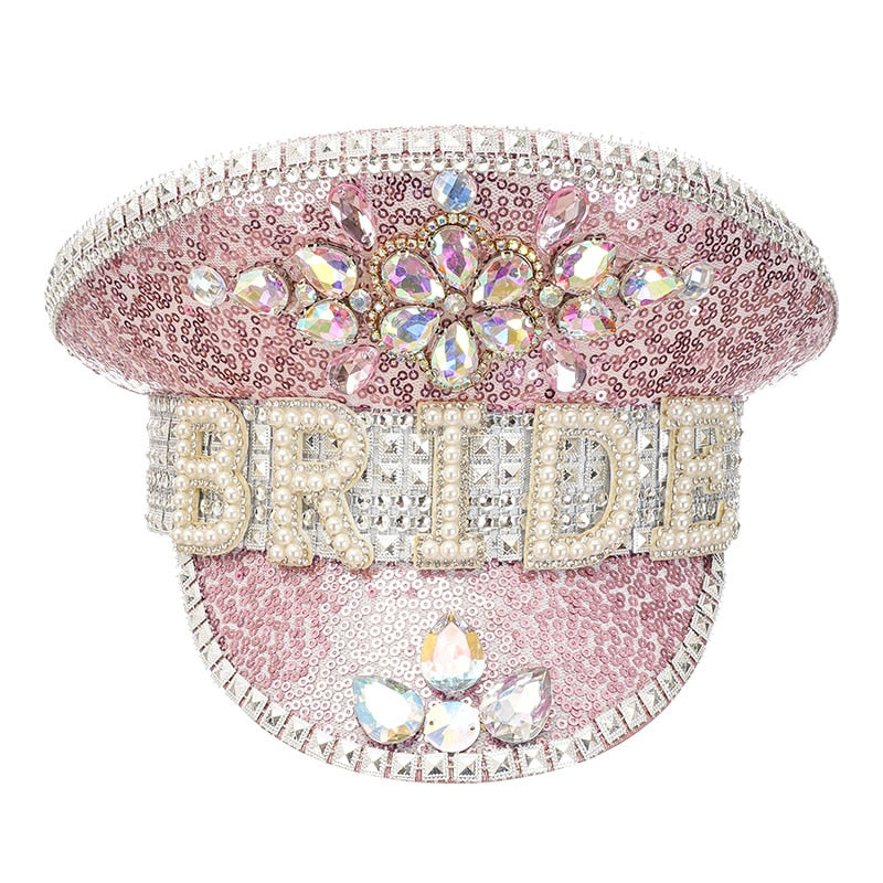 Rhinestone Bridal Hat | Sequined & Beaded Wedding Headpiece