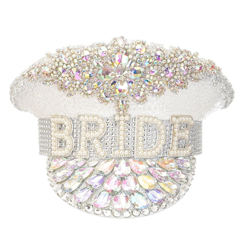 Rhinestone Bridal Hat | Sequined & Beaded Wedding Headpiece