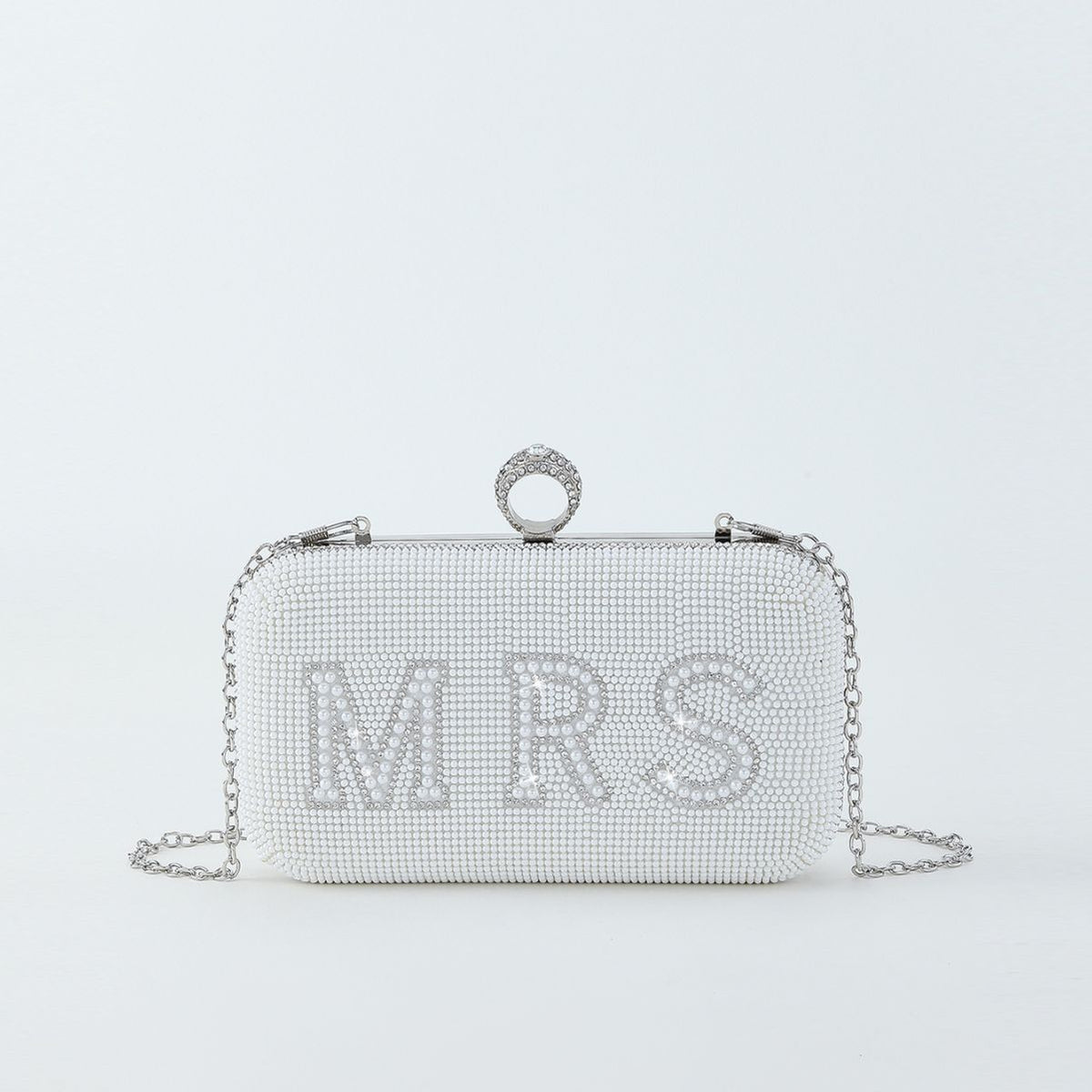 "I Do" " MRS" "BRIDE" Pearl Beaded Bridal Purse | Wedding Shoulder Clutch Bag