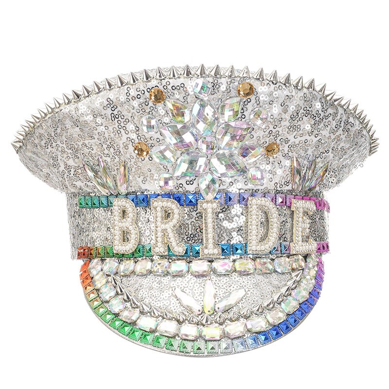 Rhinestone Bridal Hat | Sequined & Beaded Wedding Headpiece