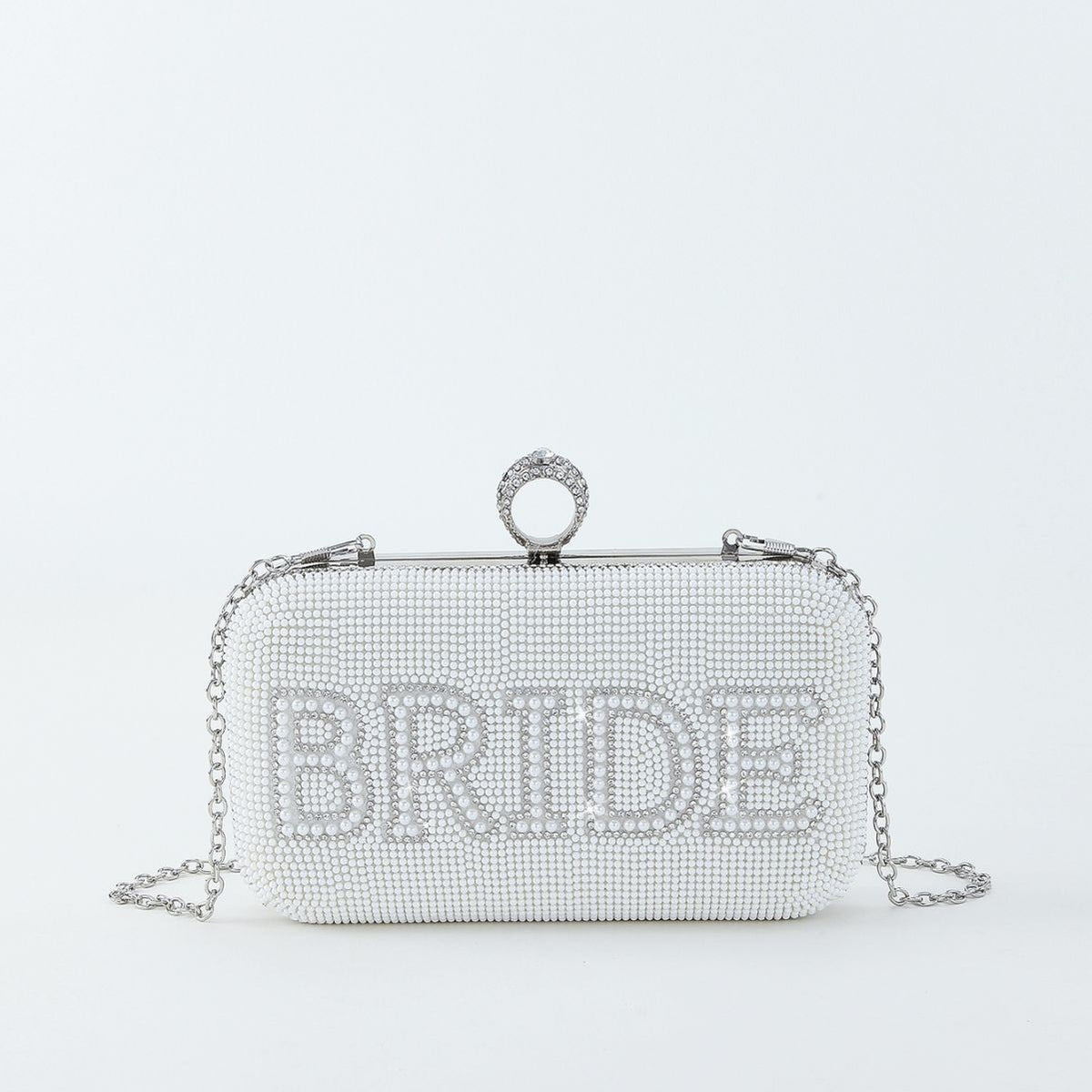 "I Do" " MRS" "BRIDE" Pearl Beaded Bridal Purse | Wedding Shoulder Clutch Bag